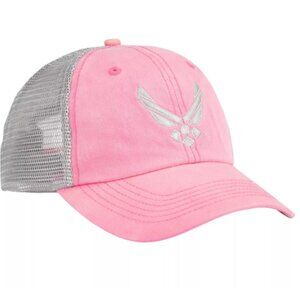 NWT Officially Licensed US Air Force Snapback Trucker Hat Pink Silver Mesh